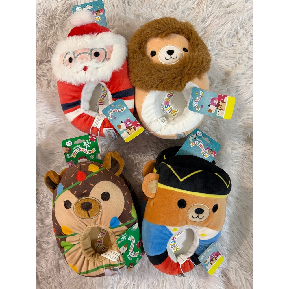 Squishmallows Plush Slippers Santa Hedgehog Lion Bear Kids Size 11 12